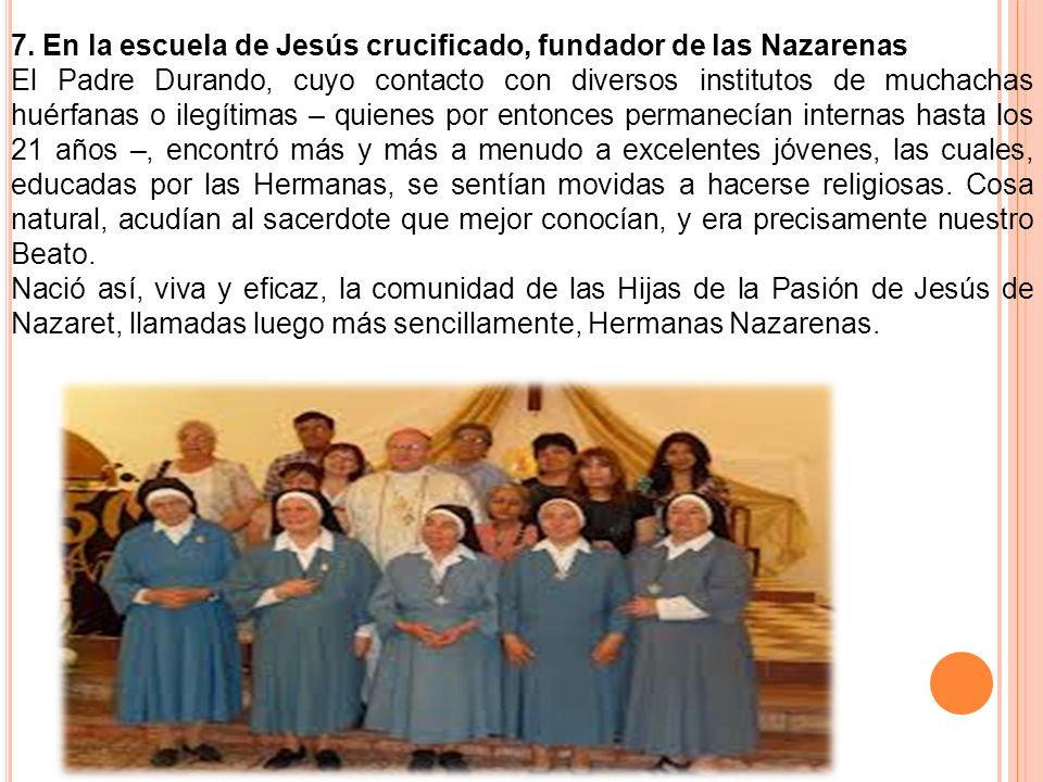 7. En la escuela de Jesús crucificado, fundador de las Nazarenas