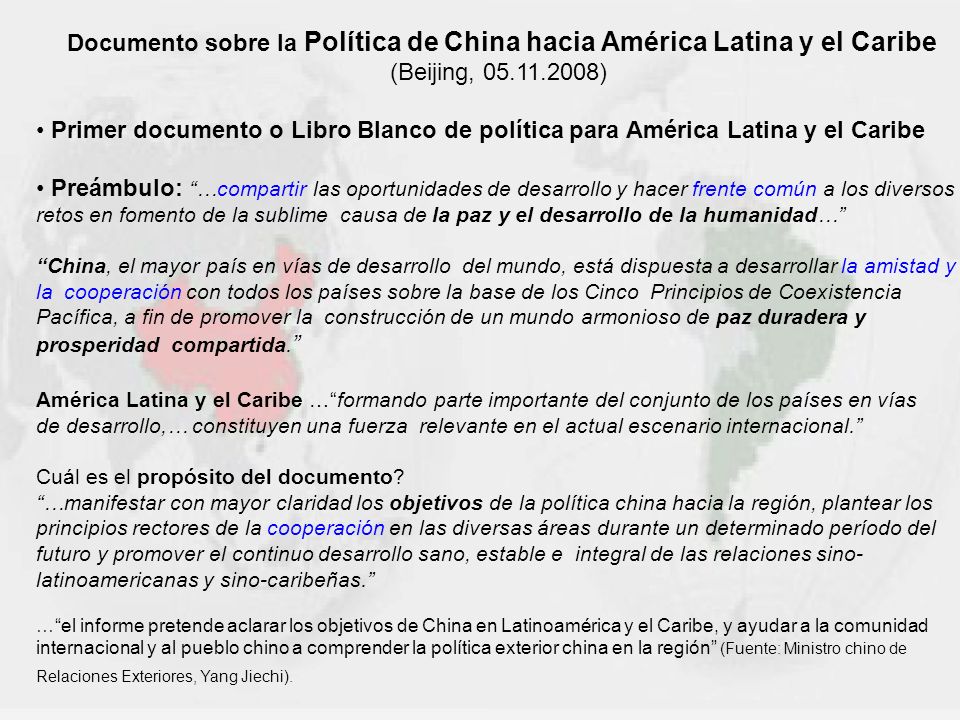 Documento sobre la Política de China hacia América Latina y el Caribe