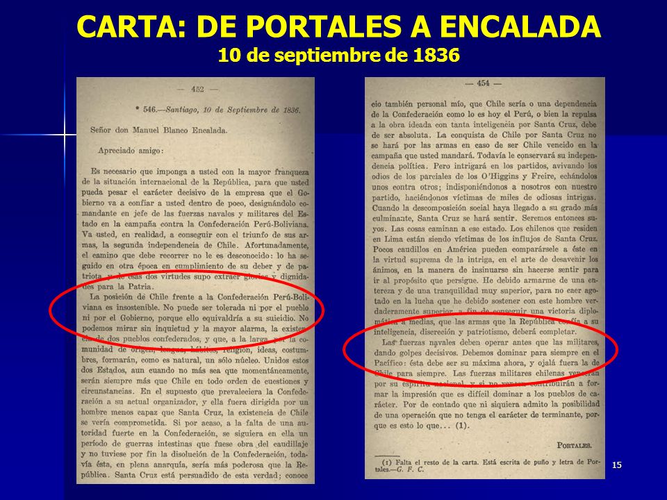 CARTA: DE PORTALES A ENCALADA 10 de septiembre de 1836