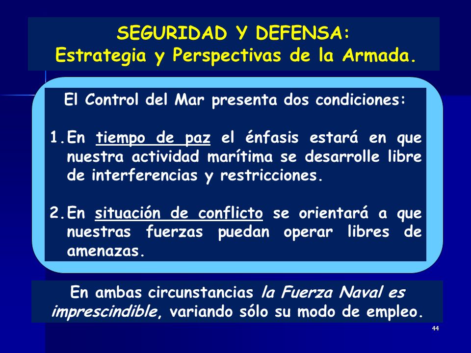 SEGURIDAD Y DEFENSA: Estrategia y Perspectivas de la Armada.