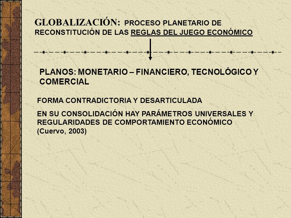 GLOBALIZACIÓN: PROCESO PLANETARIO DE RECONSTITUCIÓN DE LAS REGLAS DEL JUEGO ECONÓMICO