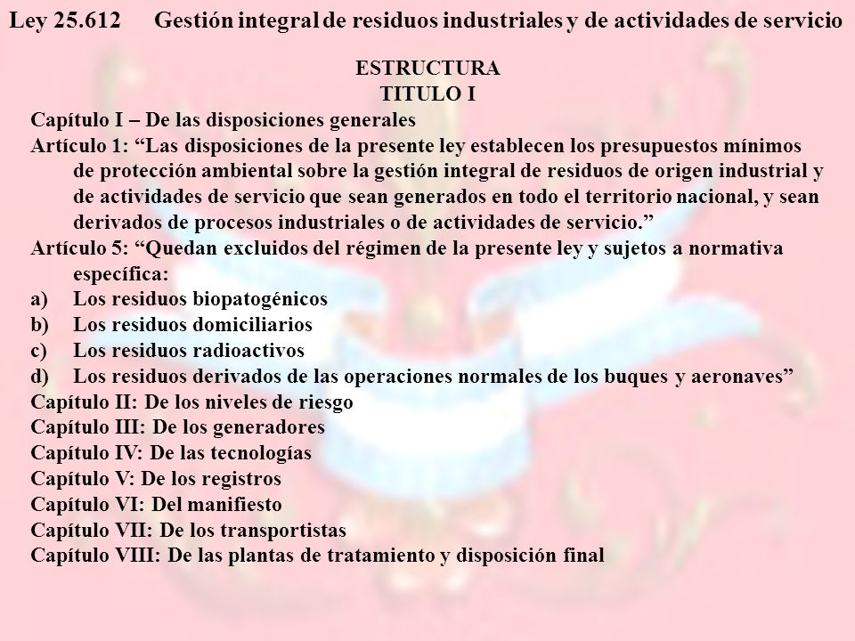 Ley Gestión integral de residuos industriales y de actividades de servicio