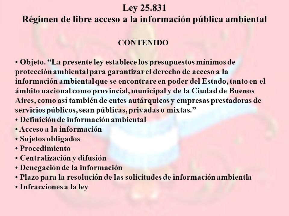 Régimen de libre acceso a la información pública ambiental