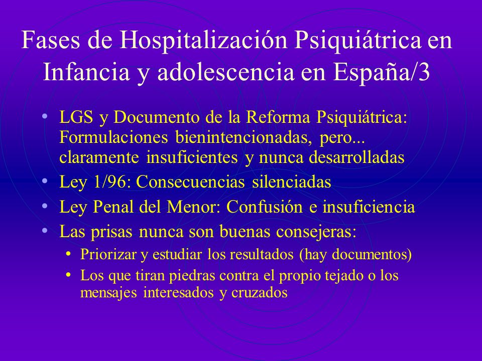 Fases de Hospitalización Psiquiátrica en Infancia y adolescencia en España/3