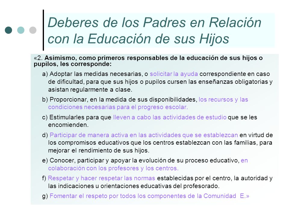 Deberes de los Padres en Relación con la Educación de sus Hijos