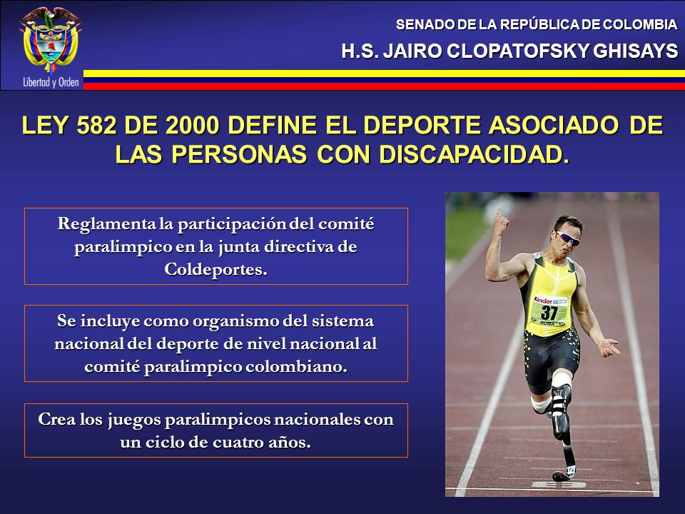 Crea los juegos paralimpicos nacionales con un ciclo de cuatro años.