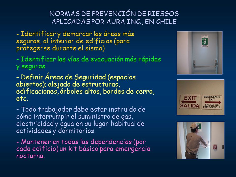 NORMAS DE PREVENCIÓN DE RIESGOS APLICADAS POR AURA INC., EN CHILE