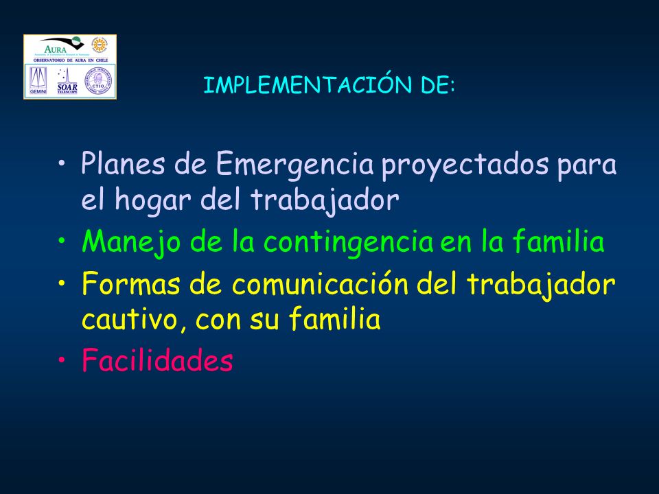 Planes de Emergencia proyectados para el hogar del trabajador