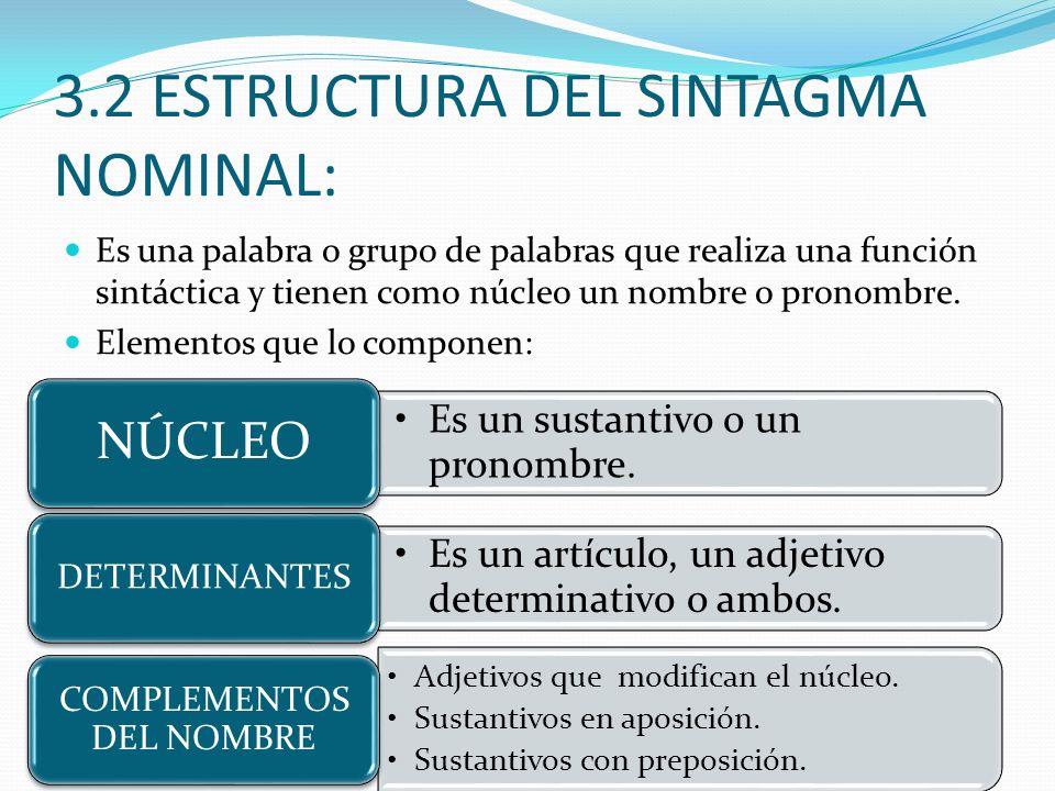 3.2 ESTRUCTURA DEL SINTAGMA NOMINAL: