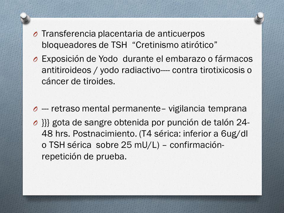 Transferencia placentaria de anticuerpos bloqueadores de TSH Cretinismo atirótico