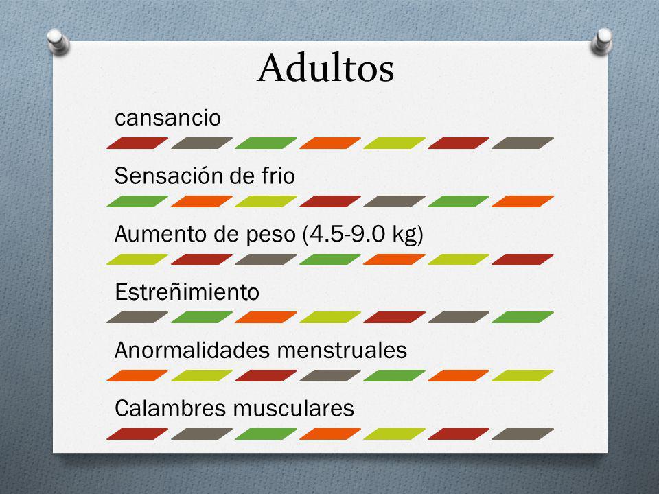 Adultos cansancio Sensación de frio Aumento de peso ( kg)