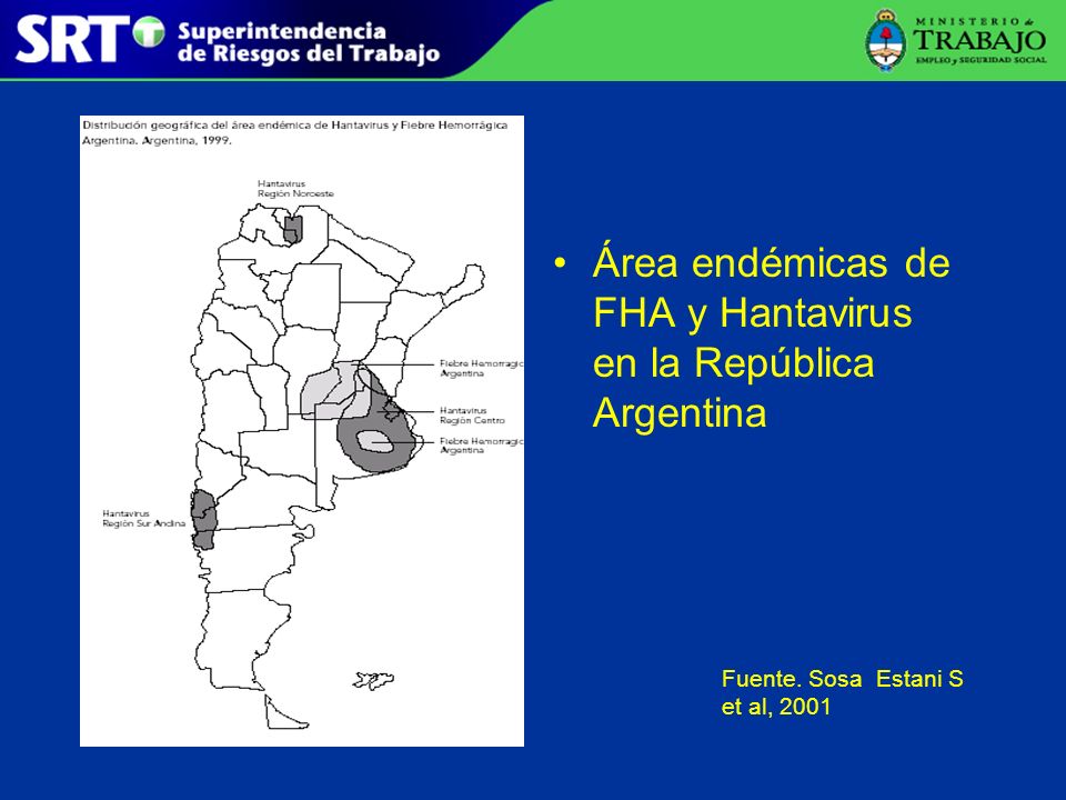 Área endémicas de FHA y Hantavirus en la República Argentina