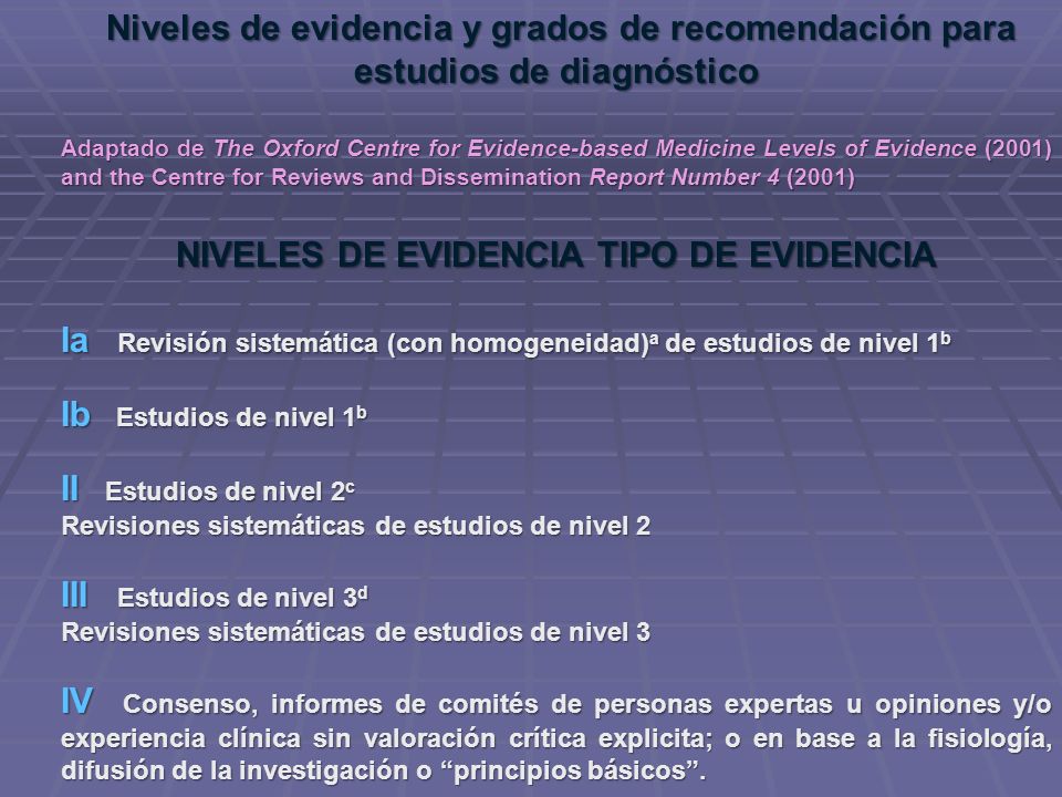 NIVELES DE EVIDENCIA TIPO DE EVIDENCIA