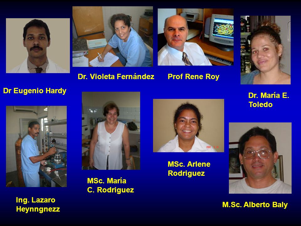 Dr. Violeta Fernández Prof Rene Roy. Dr. María E. Toledo. M.Sc. Alberto Baly. Dr Eugenio Hardy.