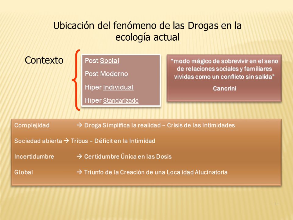 Ubicación del fenómeno de las Drogas en la ecología actual