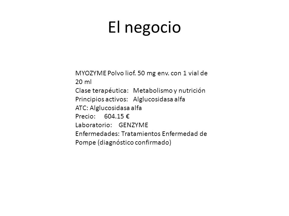 El negocio MYOZYME Polvo liof. 50 mg env. con 1 vial de 20 ml