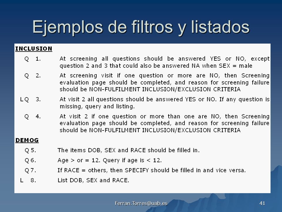 Ejemplos de filtros y listados