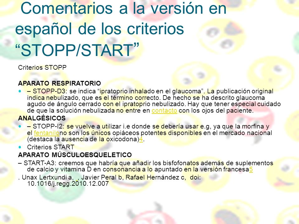 Comentarios a la versión en español de los criterios STOPP/START