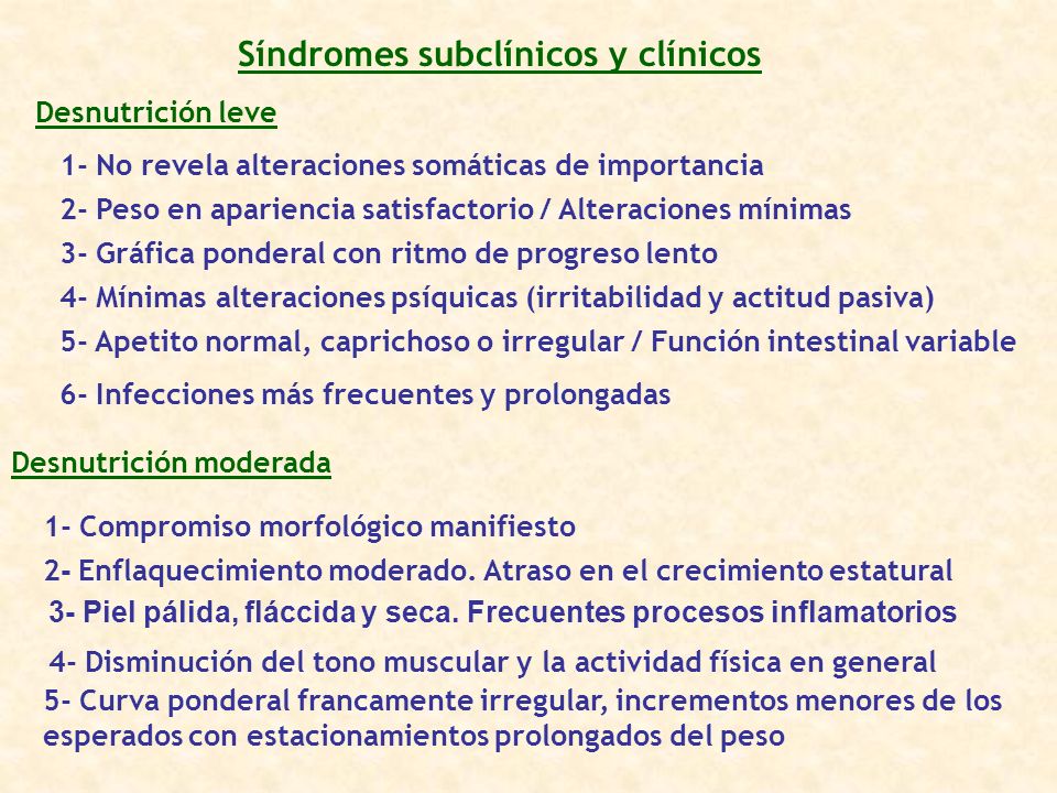 Síndromes subclínicos y clínicos