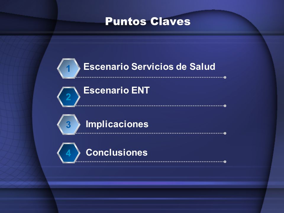 Puntos Claves Escenario Servicios de Salud 1 Escenario ENT 2 3