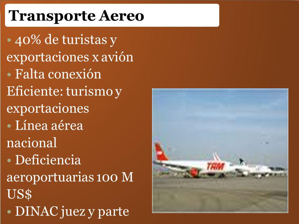 Transporte Aereo 40% de turistas y exportaciones x avión