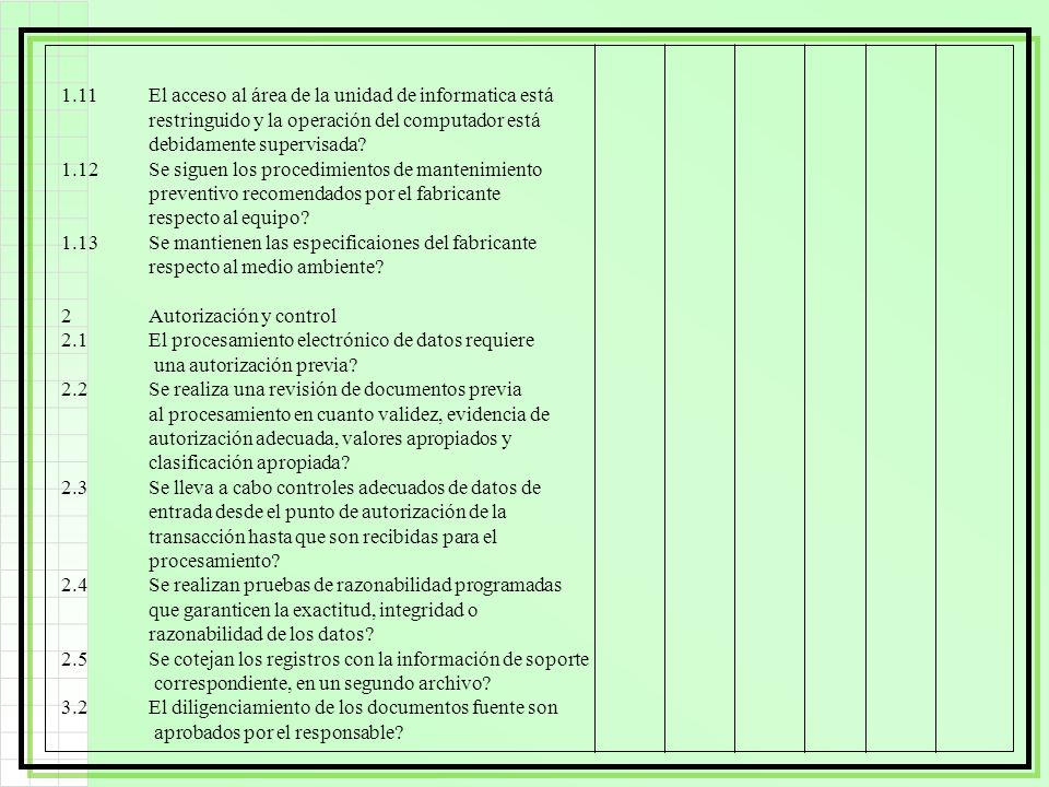 1.11 El acceso al área de la unidad de informatica está