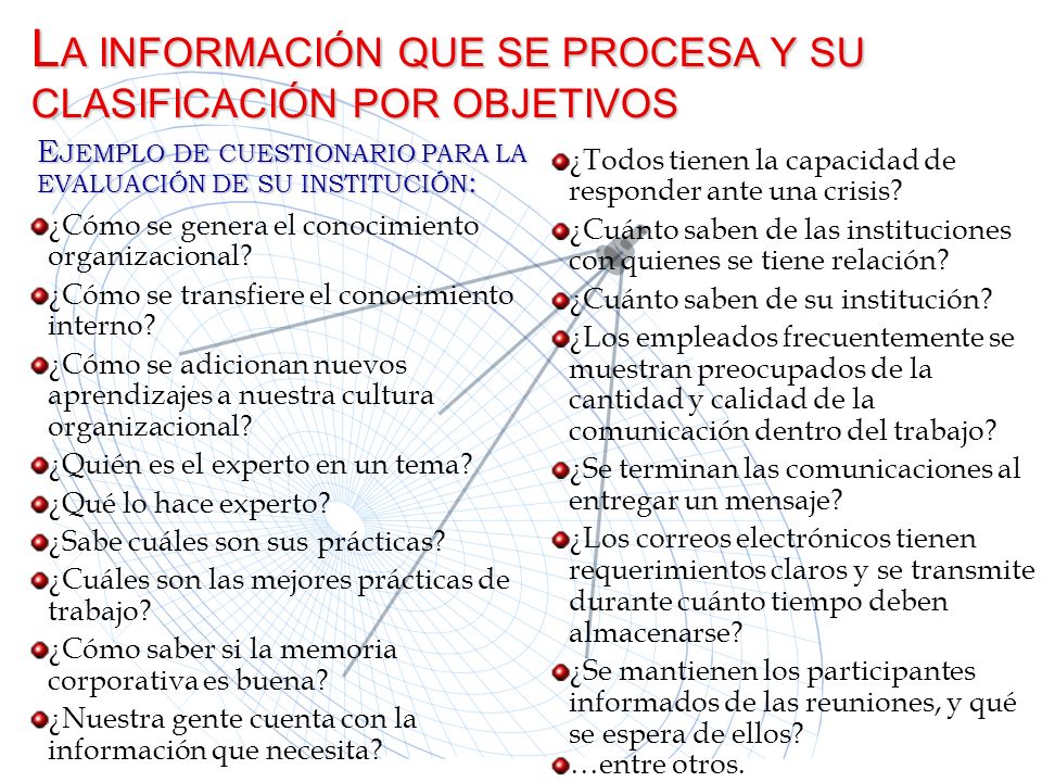 LA INFORMACIÓN QUE SE PROCESA Y SU CLASIFICACIÓN POR OBJETIVOS