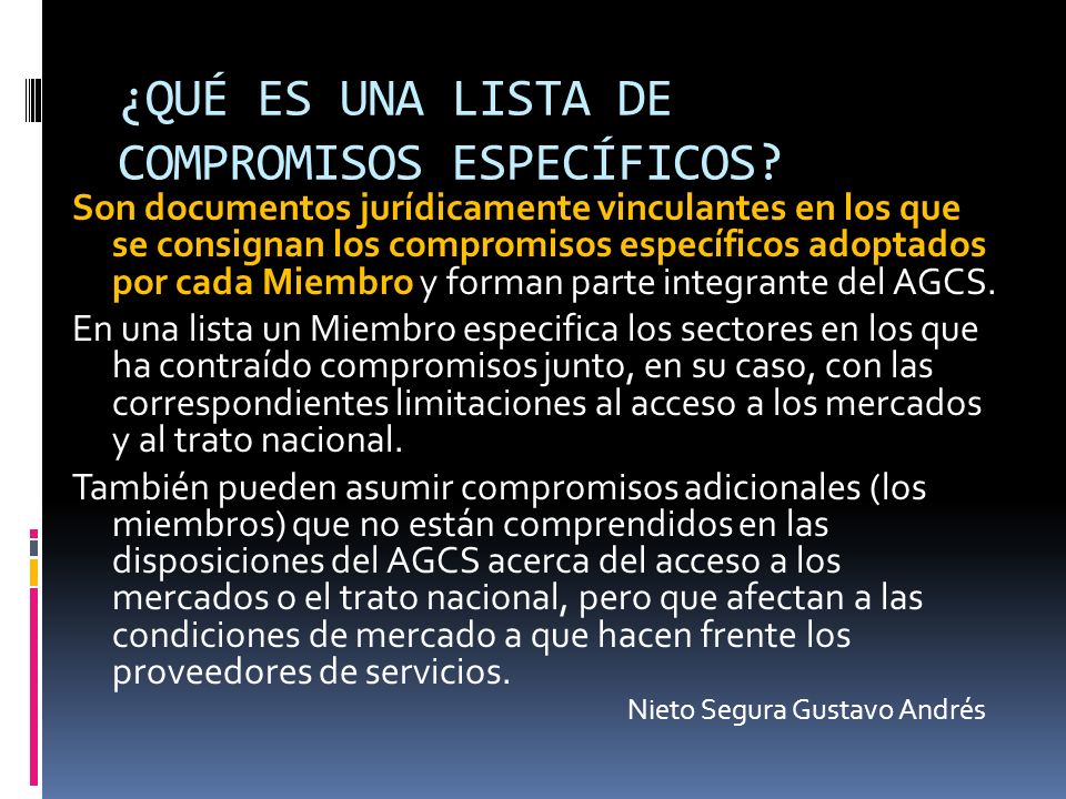 ¿QUÉ ES UNA LISTA DE COMPROMISOS ESPECÍFICOS