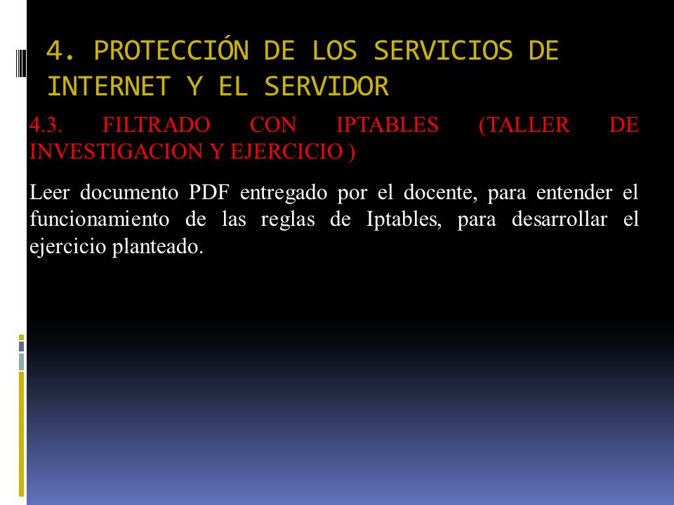 4. PROTECCIÓN DE LOS SERVICIOS DE INTERNET Y EL SERVIDOR