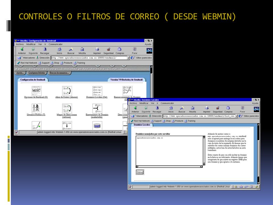 CONTROLES O FILTROS DE CORREO ( DESDE WEBMIN)