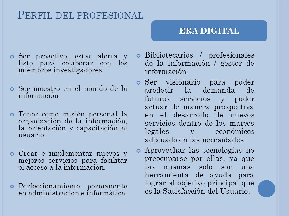 Perfil del profesional