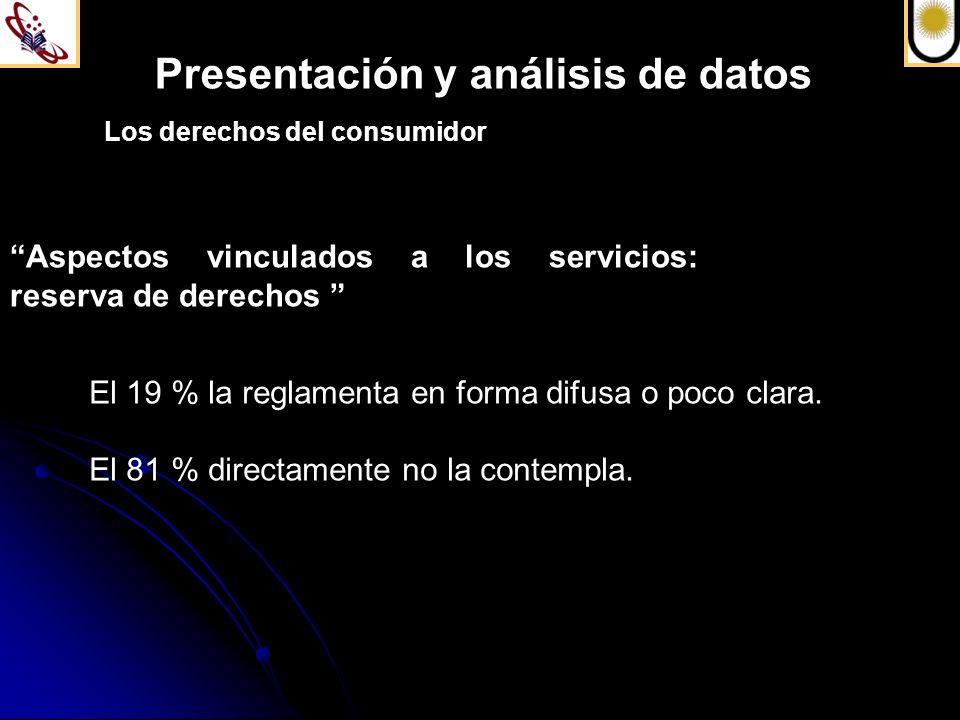 Presentación y análisis de datos Los derechos del consumidor