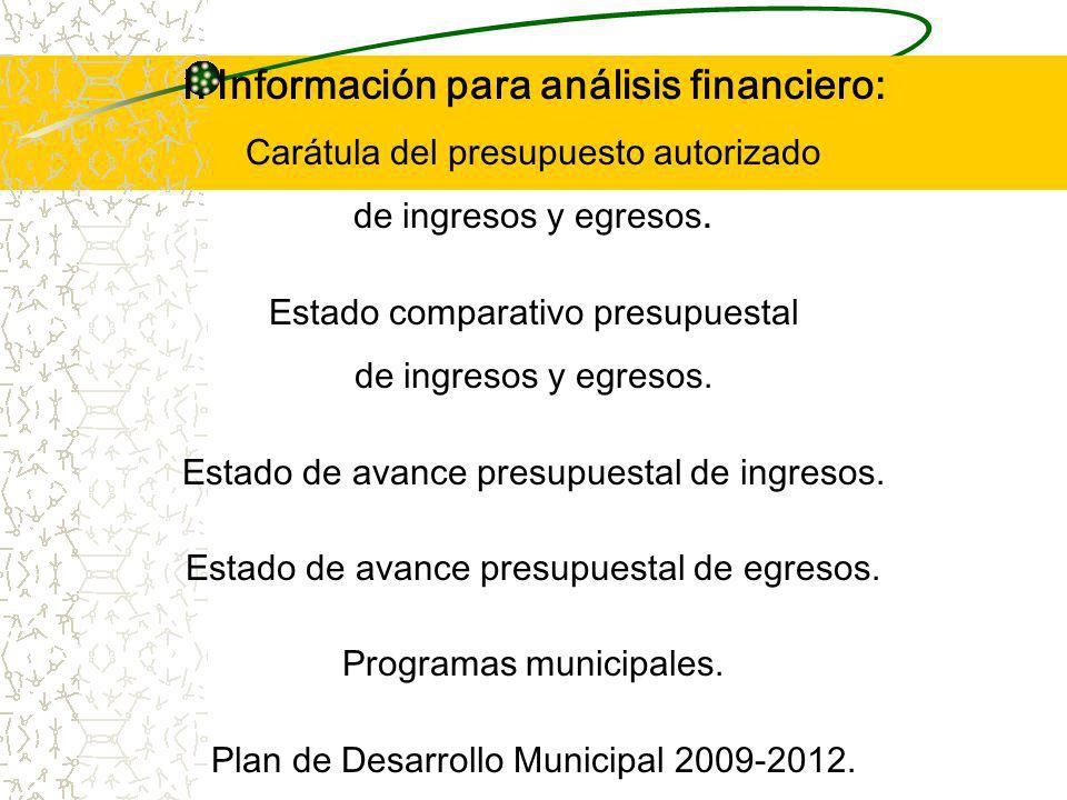 I. Información para análisis financiero: