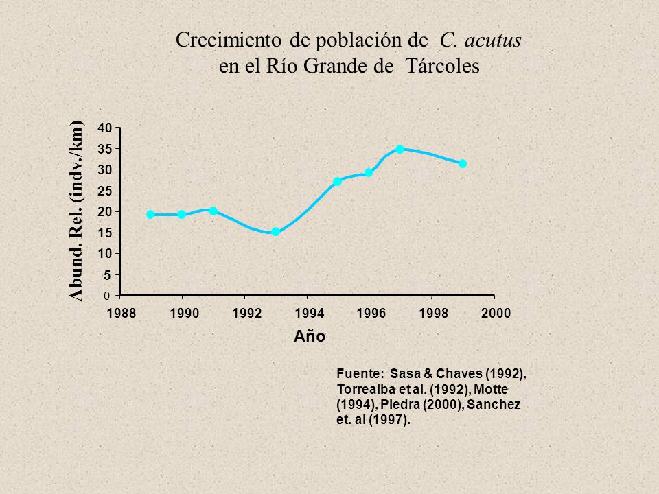 Crecimiento de población de C. acutus en el Río Grande de Tárcoles