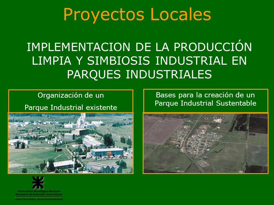 Proyectos Locales IMPLEMENTACION DE LA PRODUCCIÓN LIMPIA Y SIMBIOSIS INDUSTRIAL EN PARQUES INDUSTRIALES.