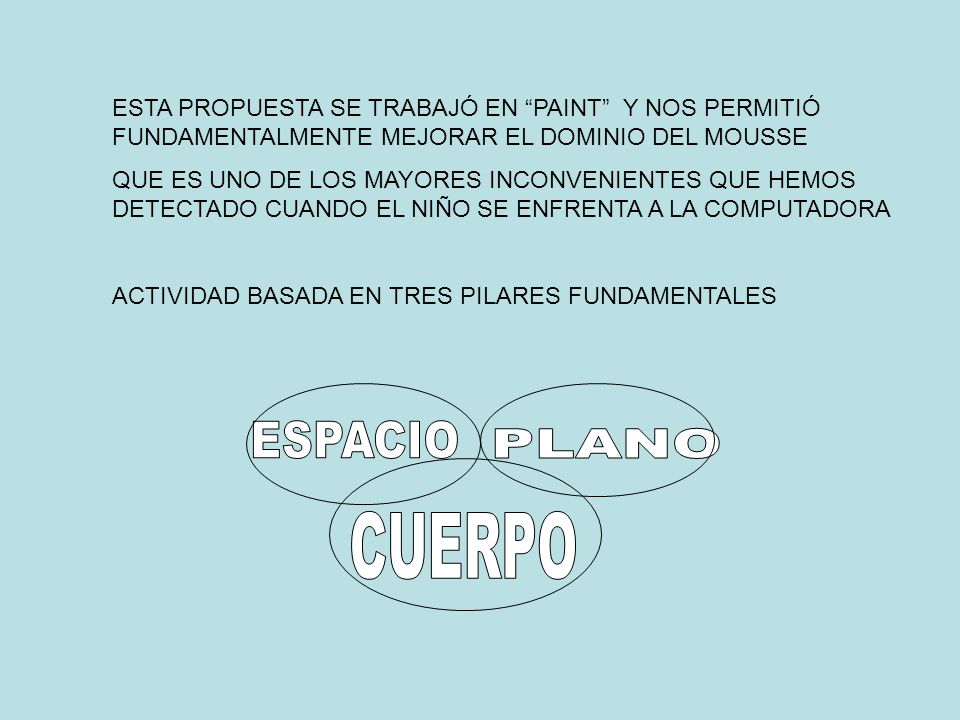 ESTA PROPUESTA SE TRABAJÓ EN PAINT Y NOS PERMITIÓ FUNDAMENTALMENTE MEJORAR EL DOMINIO DEL MOUSSE