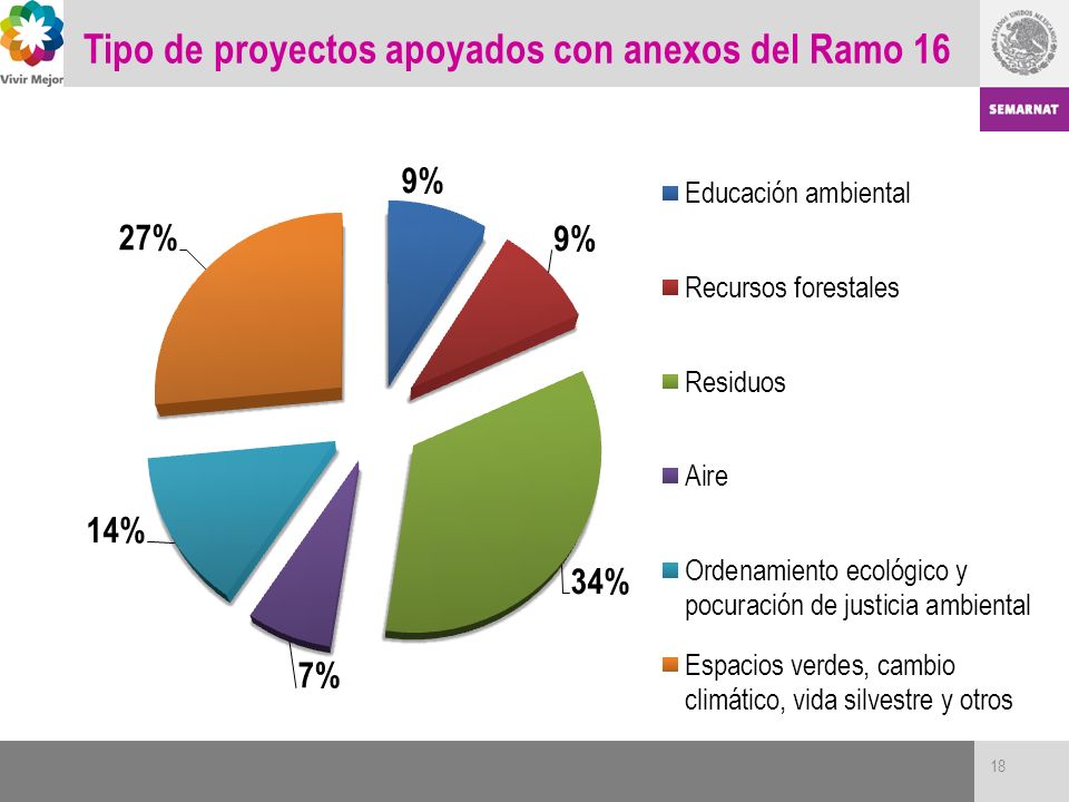 Tipo de proyectos apoyados con anexos del Ramo 16