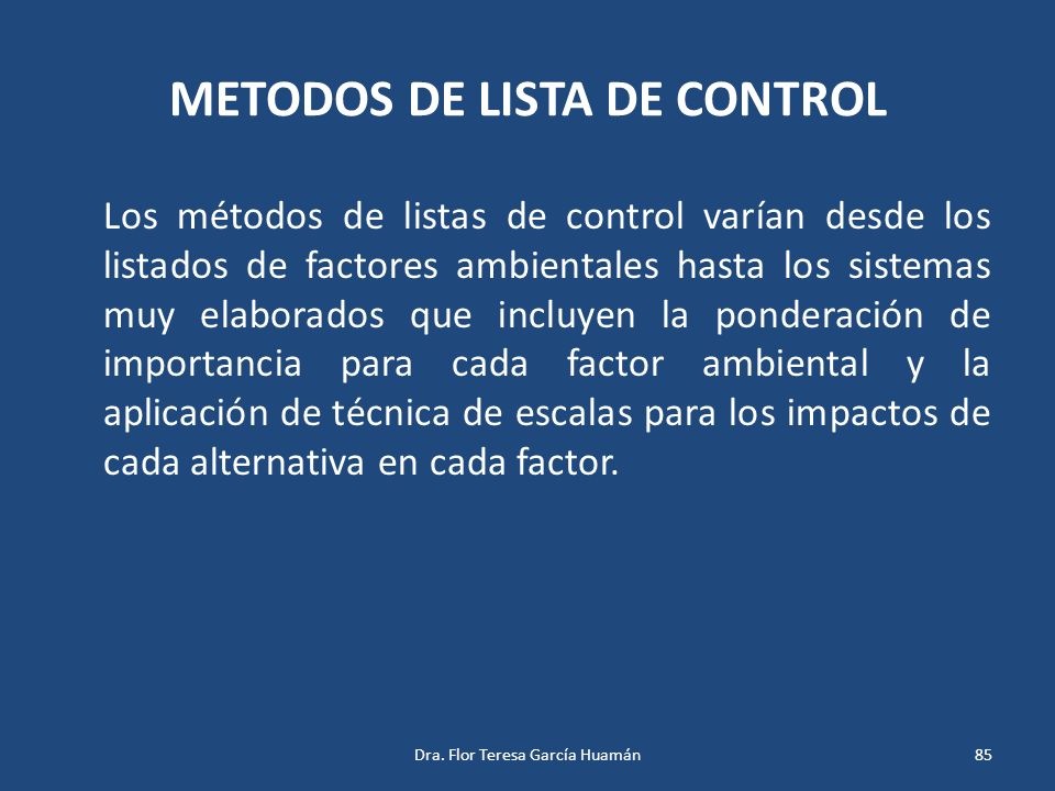 METODOS DE LISTA DE CONTROL