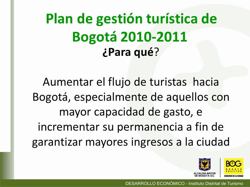 Plan de gestión turística de Bogotá