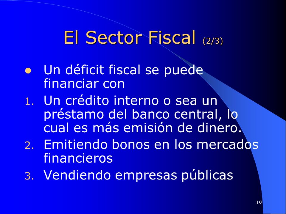 El Sector Fiscal (2/3) Un déficit fiscal se puede financiar con