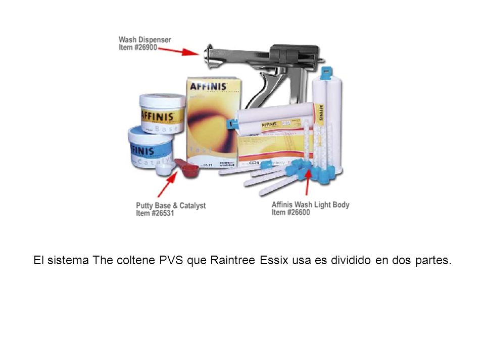 El sistema The coltene PVS que Raintree Essix usa es dividido en dos partes.