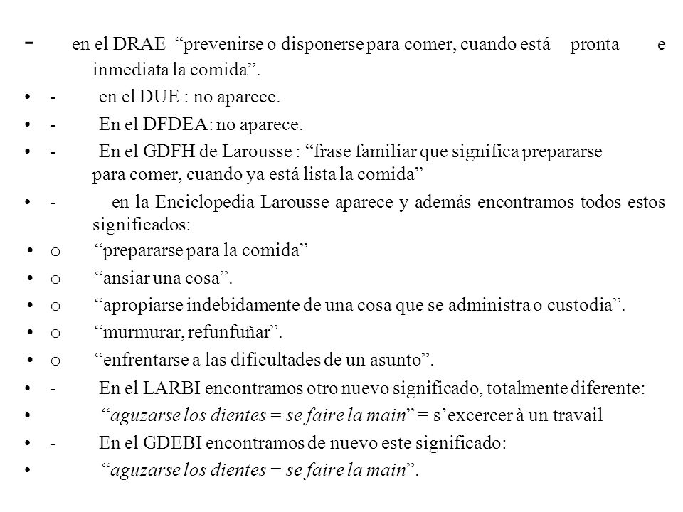 - en el DRAE prevenirse o disponerse para comer, cuando está pronta e inmediata la comida .