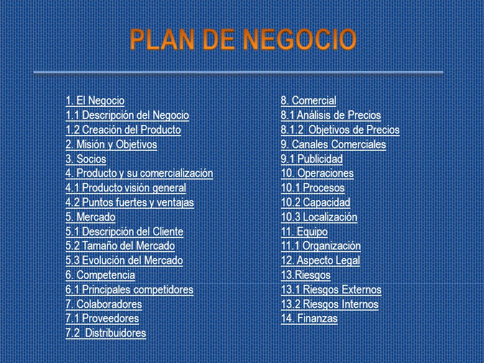 PLAN DE NEGOCIO 1. El Negocio 1.1 Descripción del Negocio