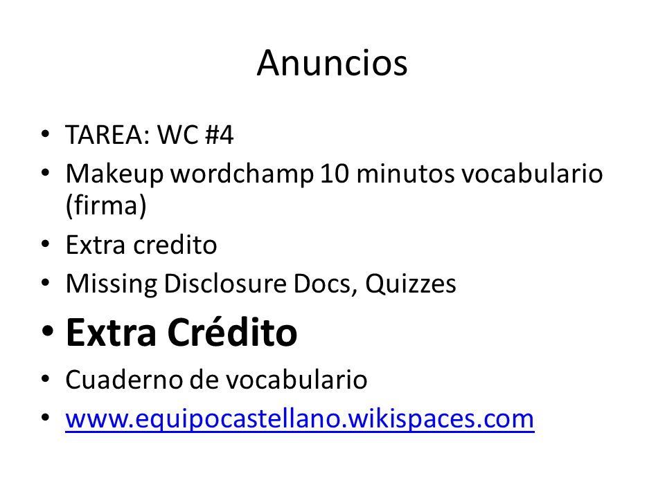 Extra Crédito Anuncios TAREA: WC #4
