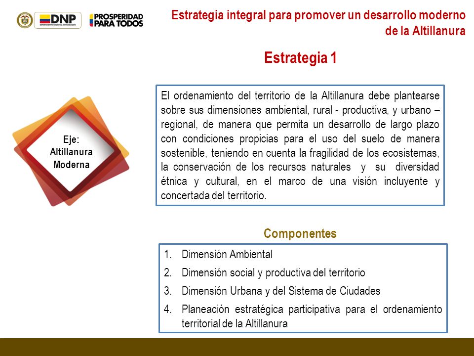 Estrategia integral para promover un desarrollo moderno de la Altillanura