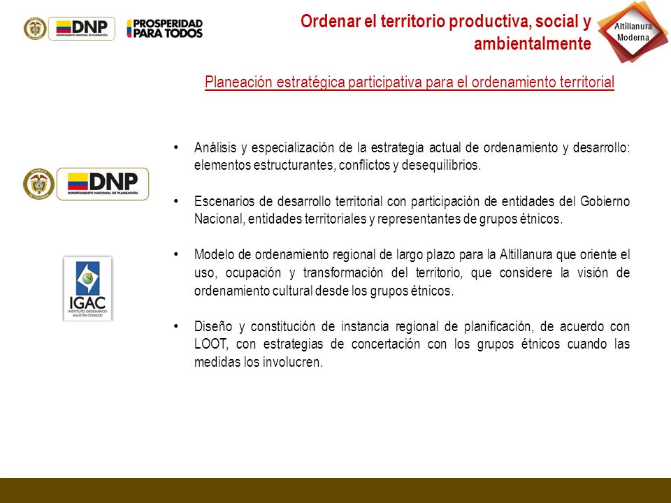 Ordenar el territorio productiva, social y ambientalmente
