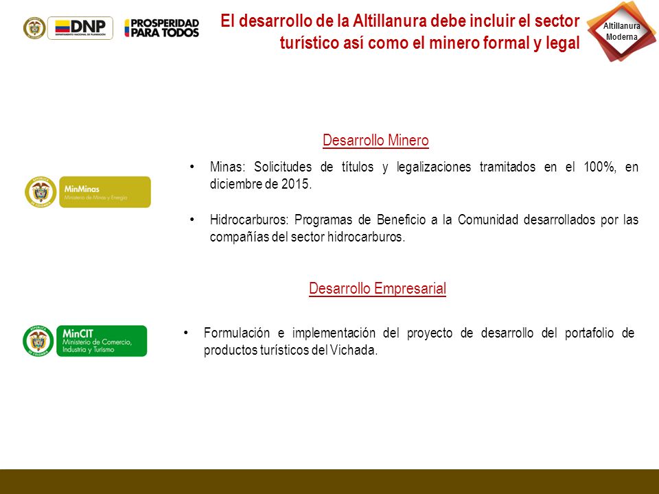 El desarrollo de la Altillanura debe incluir el sector turístico así como el minero formal y legal