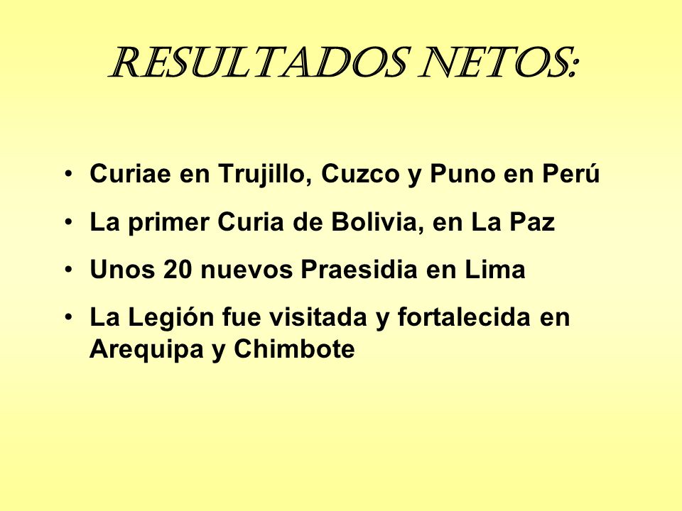 Resultados Netos: Curiae en Trujillo, Cuzco y Puno en Perú