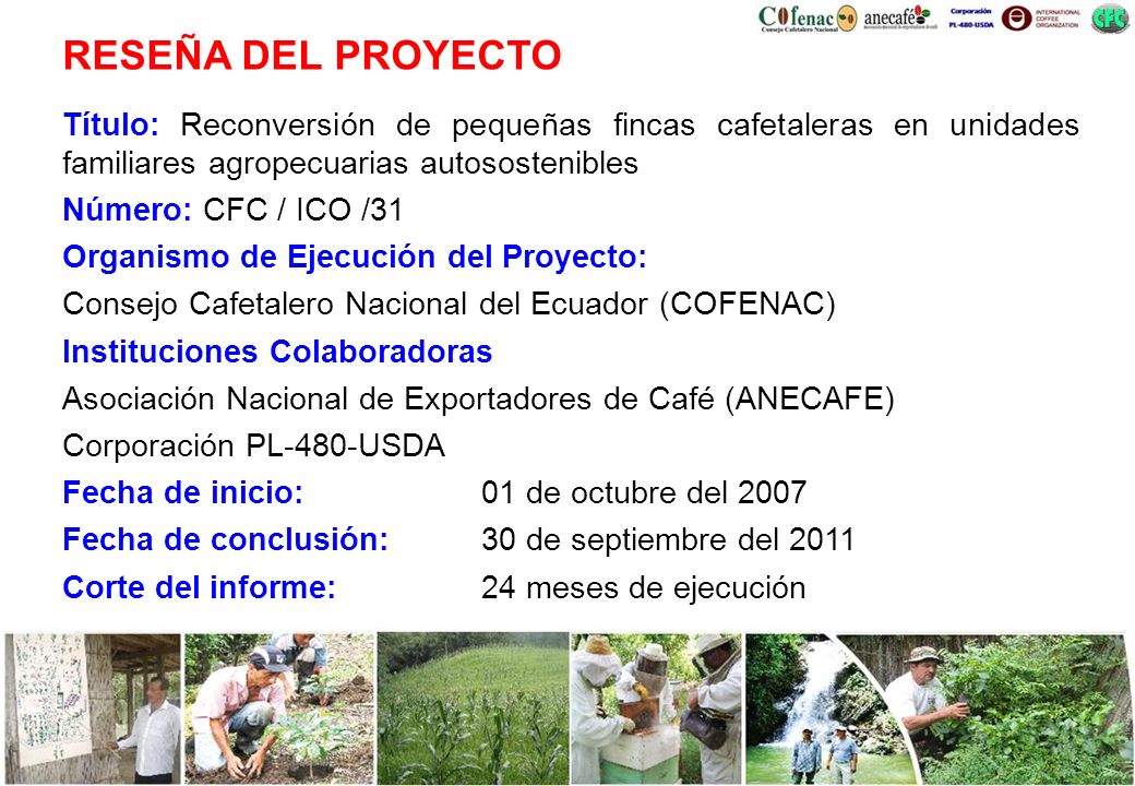 RESEÑA DEL PROYECTO Título: Reconversión de pequeñas fincas cafetaleras en unidades familiares agropecuarias autosostenibles.