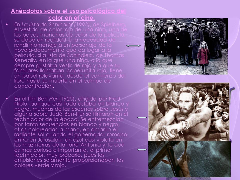 Anécdotas sobre el uso psicológico del color en el cine.